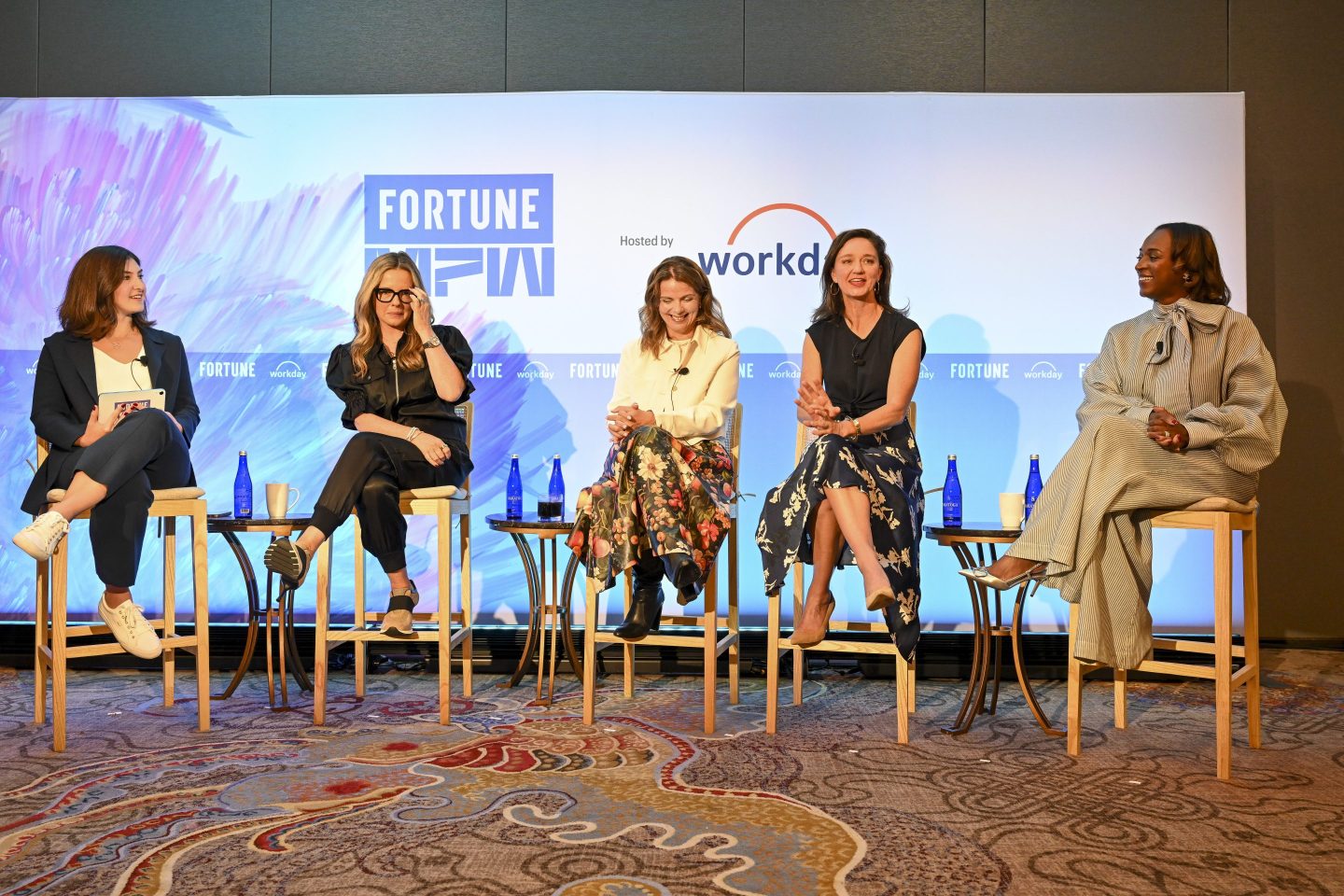 Women panelists at Fortune's Most Powerful Women Summit speak on the "Women Redefining Work in the Age of AI" panel.