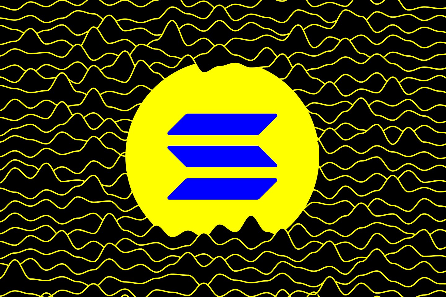 The Solana logo illustrated amid a bunch of squiggly lines.
