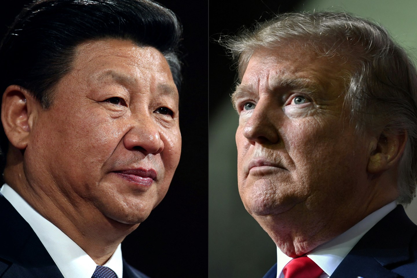 China's President Xi Jinping (L) and US President Donald Trump.