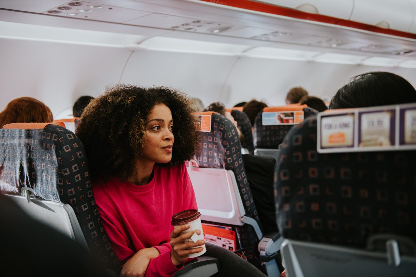 Woman on plane