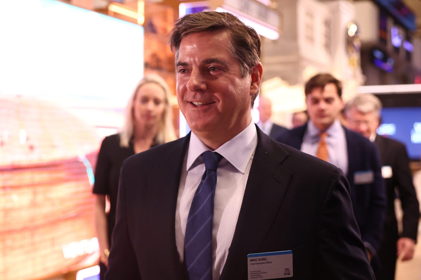 Venture Global cofounder and CEO Mike Sabel prepares to ring the opening bell at the New York Stock Exchange in January to celebrate VG's IPO.