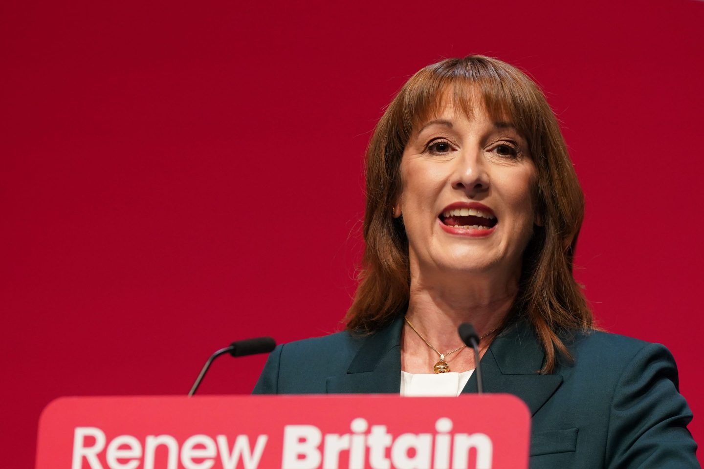 Chancellor of the Exchequer Rachel Reeves speaks during the Labour Party conference at ACC Liverpool on Monday.