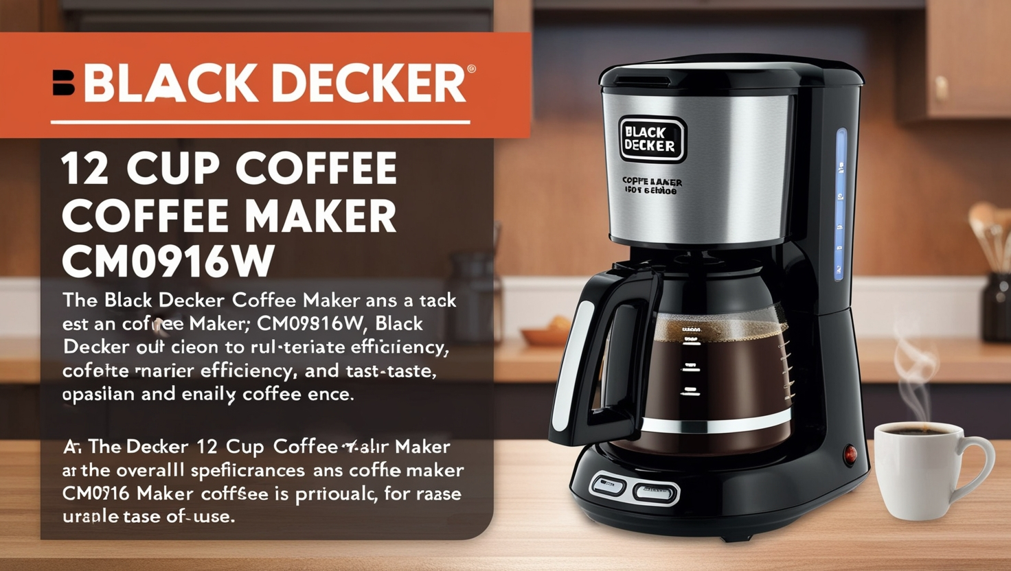 Black Decker 12 Cup Coffee Maker CM0916W